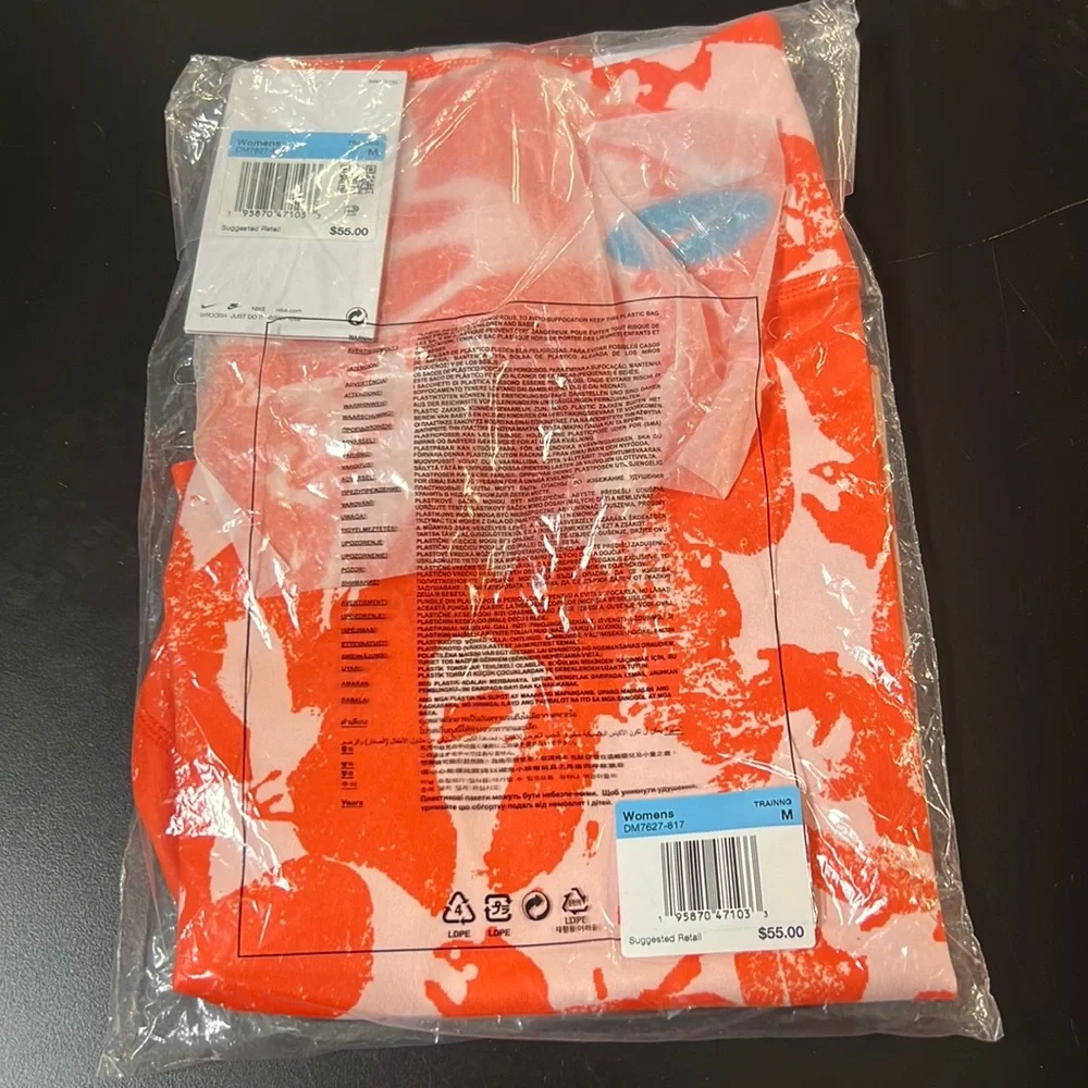 New Nike Women's One Luxe Icon Clash Training Bike Shorts Orange Medium - Picture 2 of 12